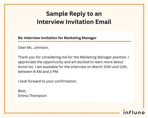 Professional Email Response Interview Invitation Template
