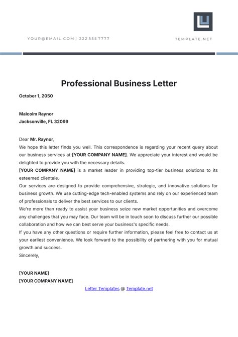 Professional Letter Templates