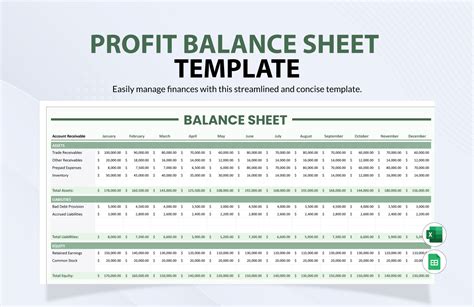 Profit And Loss Balance Sheet Template