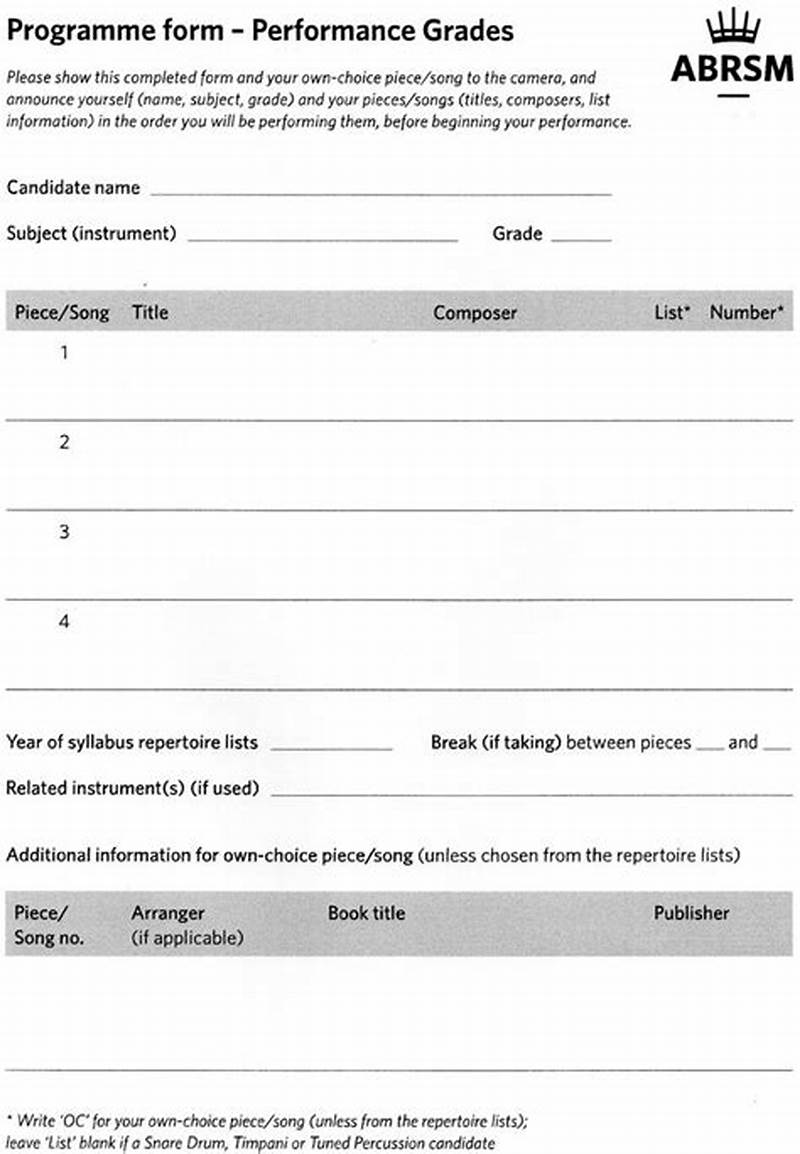 Program Form Abrsm
