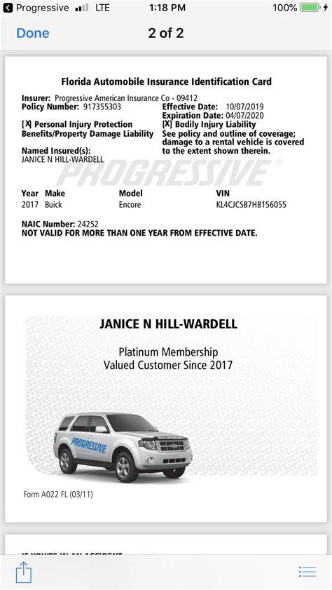 Progressive Insurance Card Template