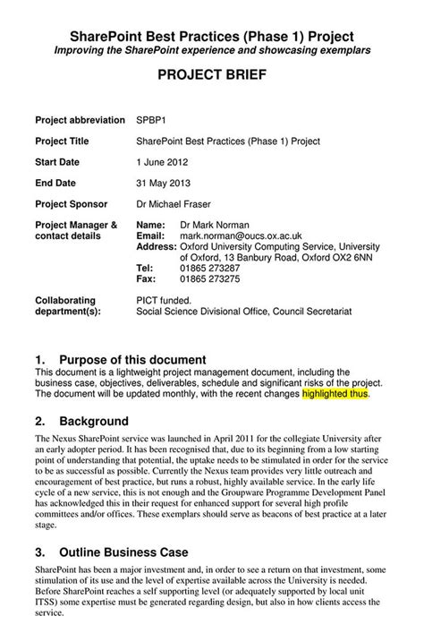 Project Brief Templates