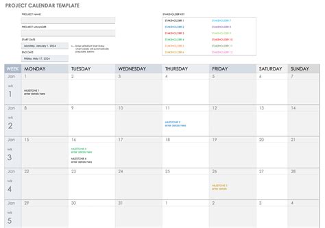 Project Calendar Template Google Sheets