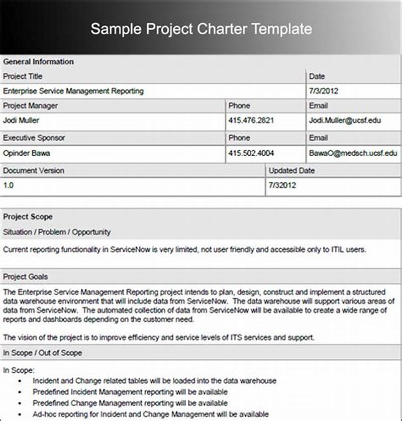 Project Charter Template Example