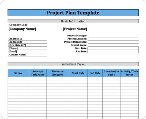 Project Management Template Free