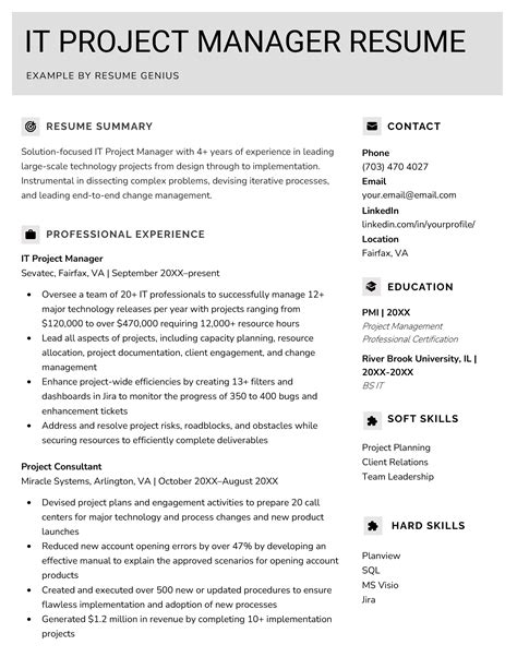 Project Manager Cv Template Word