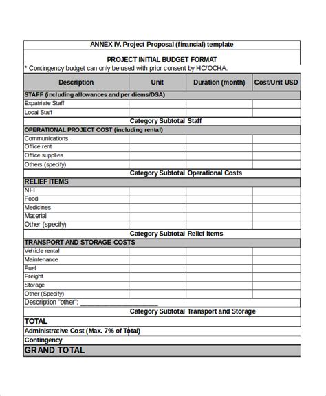 Project Proposal Excel Template