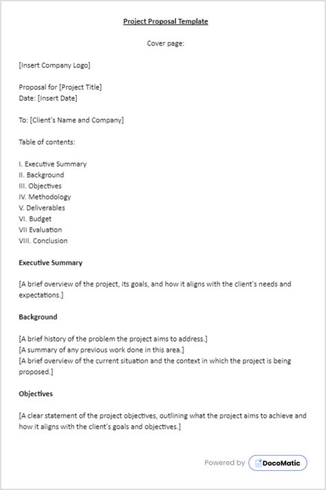 Project Proposal Template Free