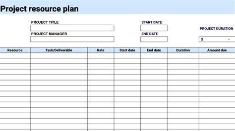 Project Resource Management Template