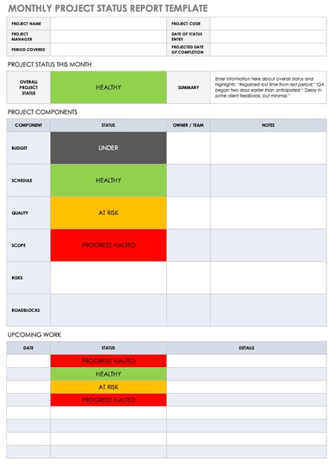 Project Status Report Template Free Download