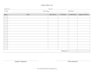 Project Time Card Template