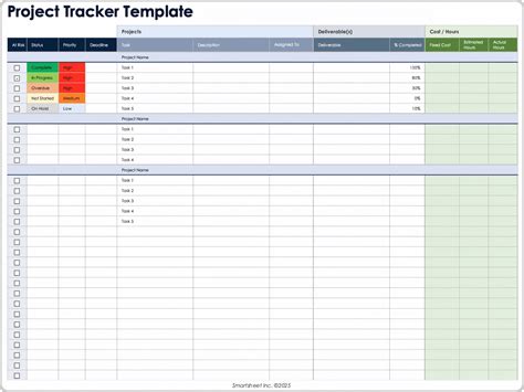 Project Tracking Sheet Template