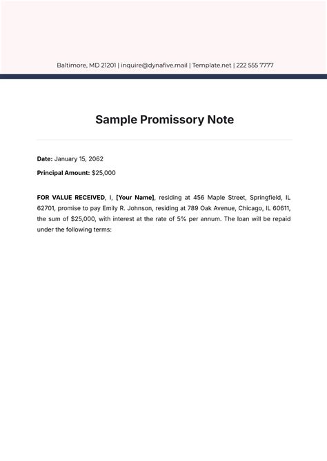 Promissary Note Template