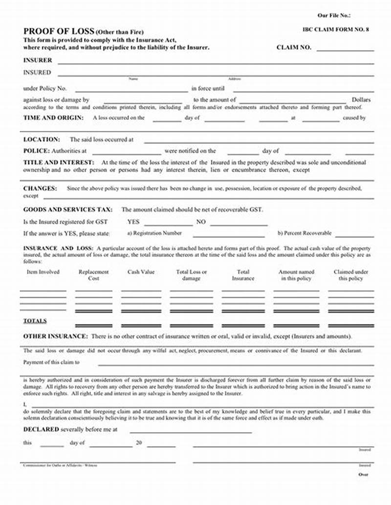 Proof Of Loss Form Example