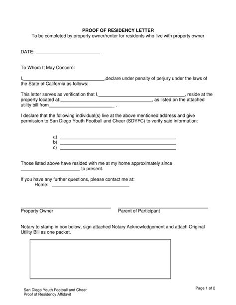 Proof Of Residence Template