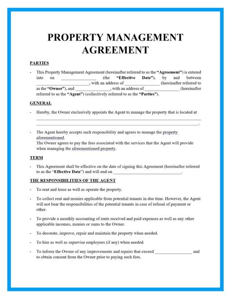 Property Management Agreement Template