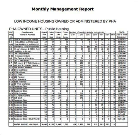 Property Management Monthly Report To Owner Template