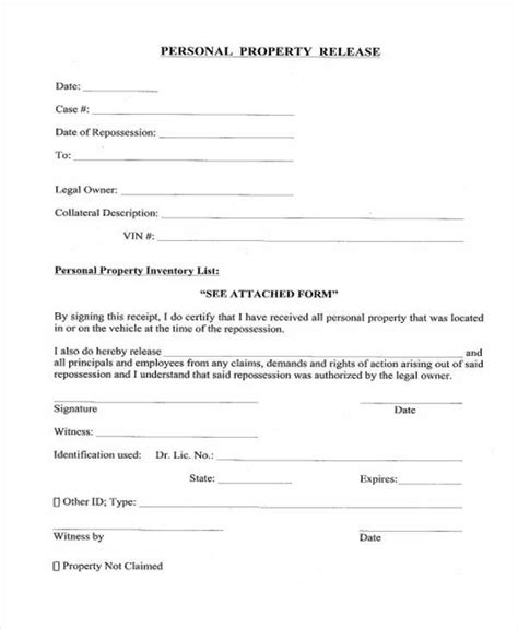 Property Release Form Template