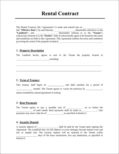 Property Rent Contract Template