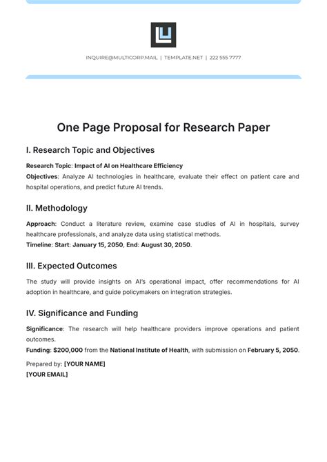 Proposal For Research Paper Template