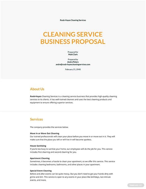 Proposal Template For Cleaning Services