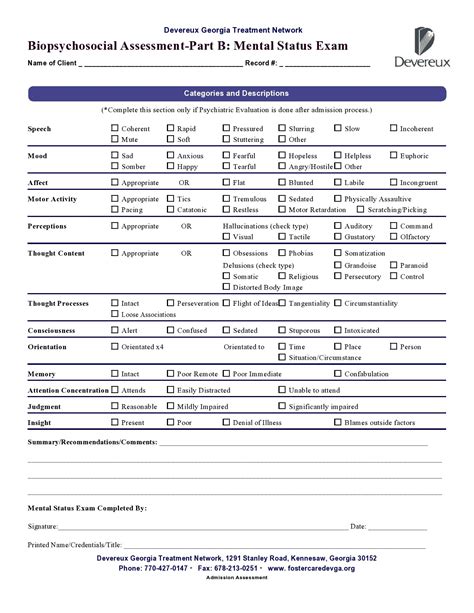Psychiatric Exam Template
