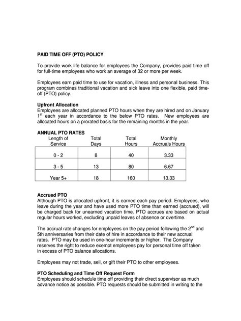 Pto Policy Template