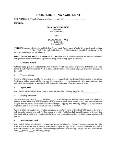 Publishing Agreement Template
