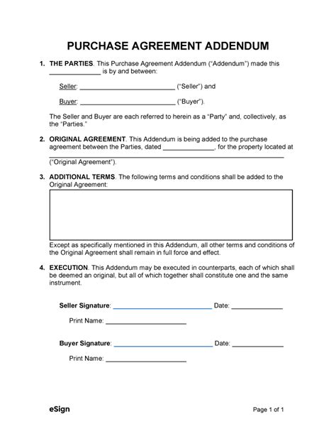 Purchase Agreement Addendum Template
