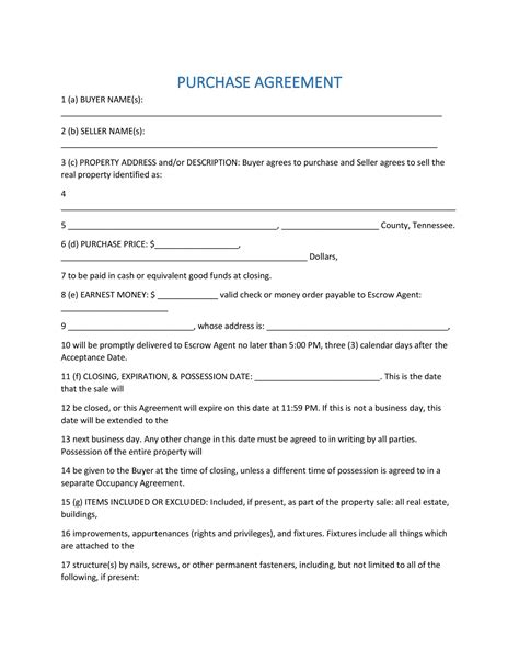 Purchase Agreement Templates