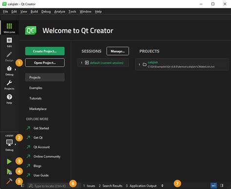 Qt Creator Start Screen Elements