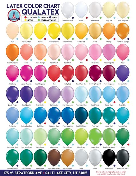 Qualatex Balloons Color Chart