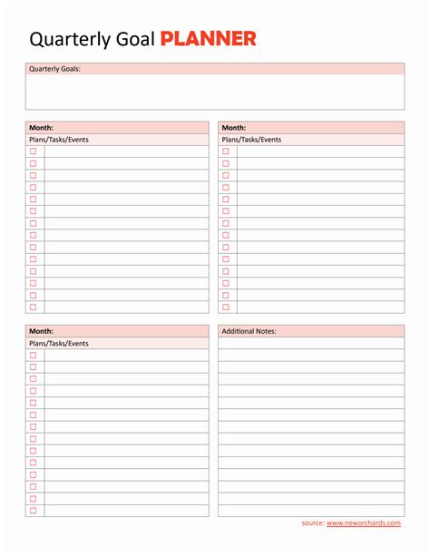 Quarterly Goal Template
