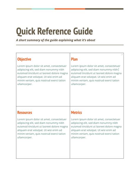 Quick Reference Guide Templates