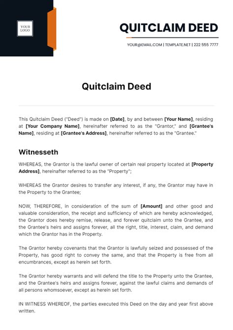 Quitclaim Deed Template