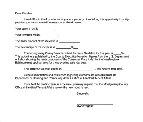 Raising Rent Template