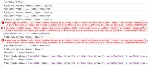 ReactJS Warning setState Cannot update during an existing state transition