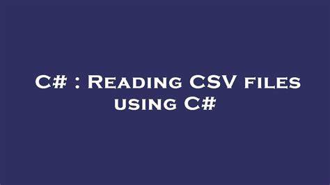 Reading CSV files using C