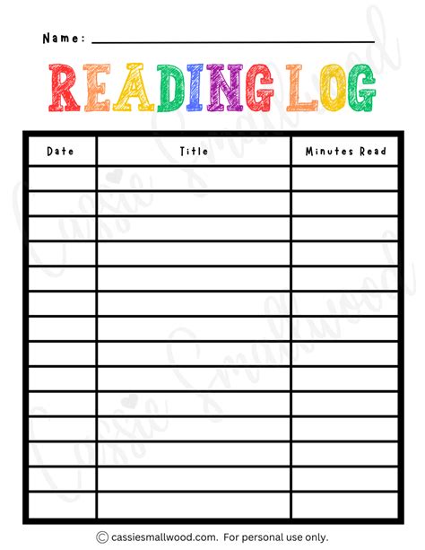 Reading Logs Printable Free