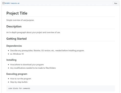 Readme File Template
