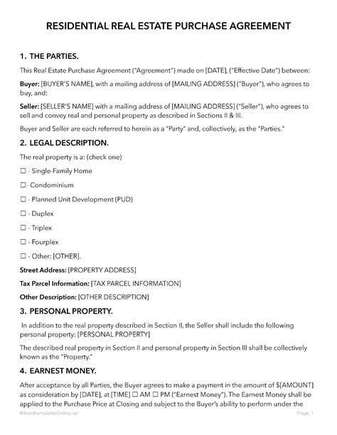 Real Estate Contract Templates