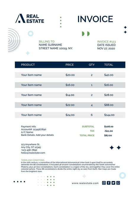 Real Estate Invoice Template