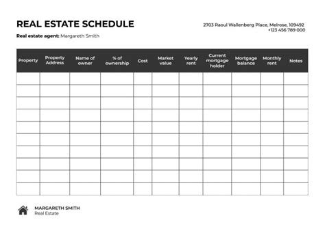 Real Estate Schedule Template