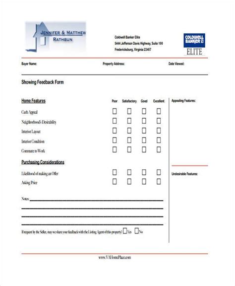 Real Estate Showing Feedback Form Template