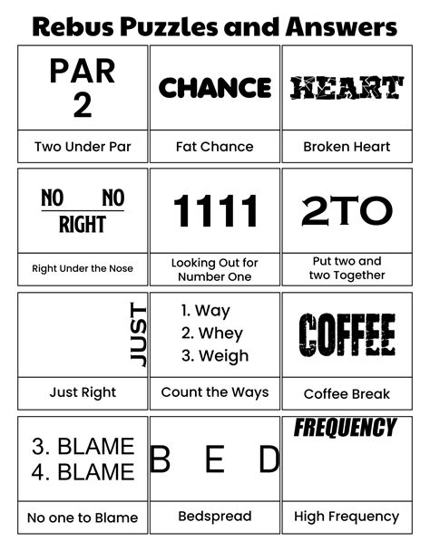 Rebus Puzzles For Adults With Answers Printable