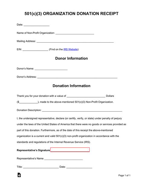 Receipt For Donation Template