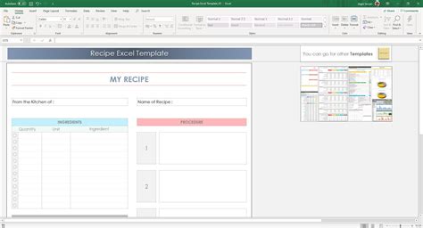 Recipe Template Excel