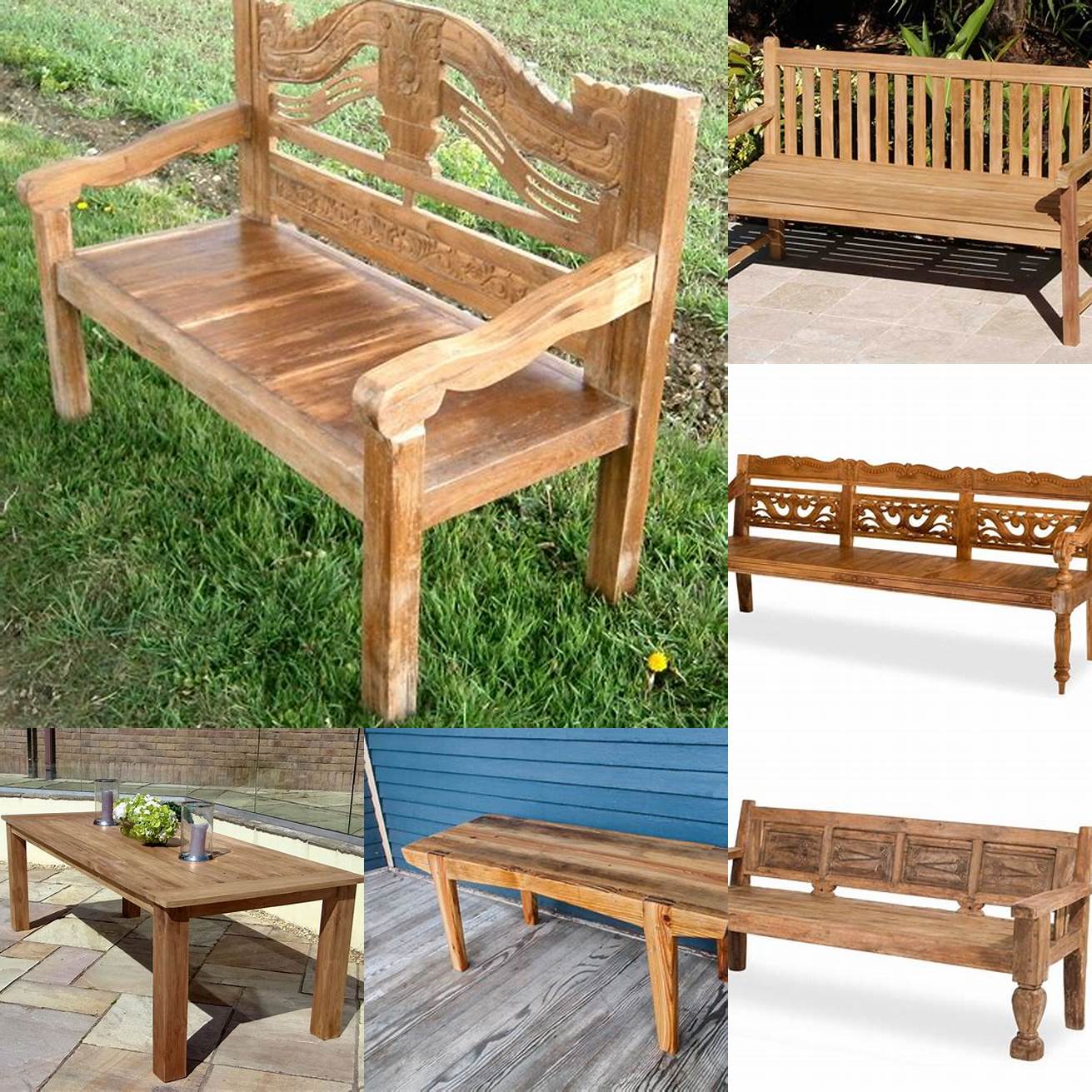 Reclaimed teak wood bench