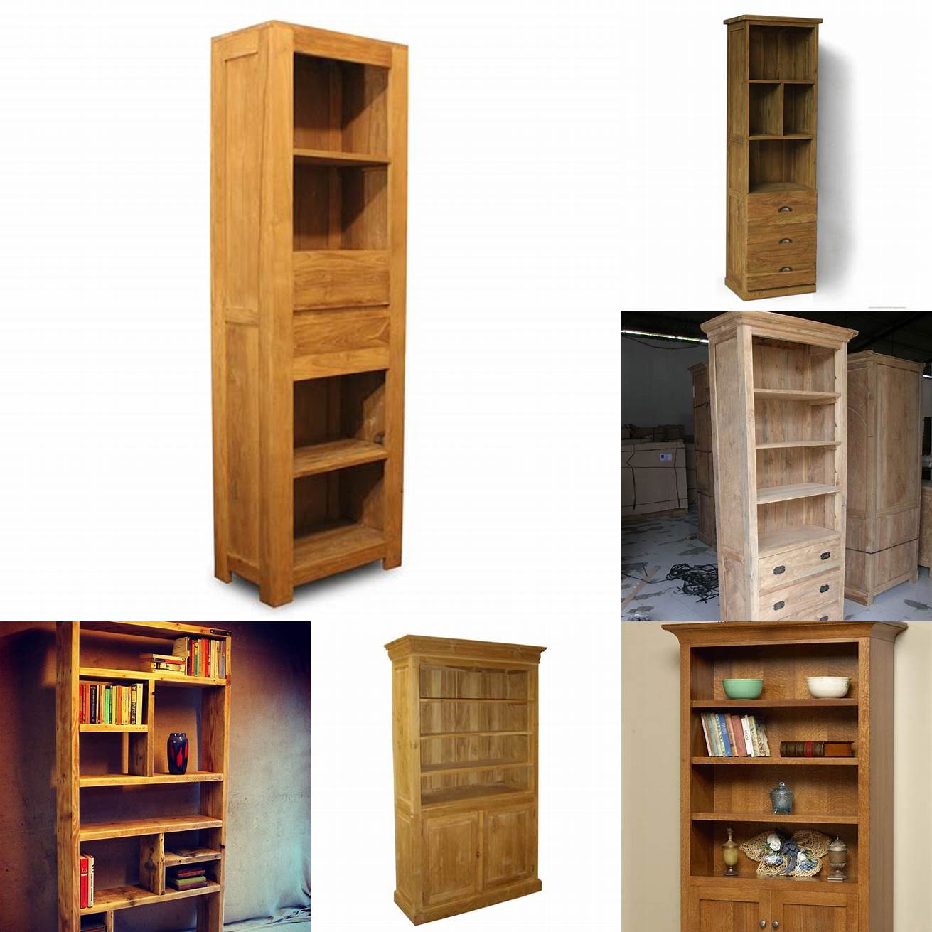 Reclaimed teak wood bookcase