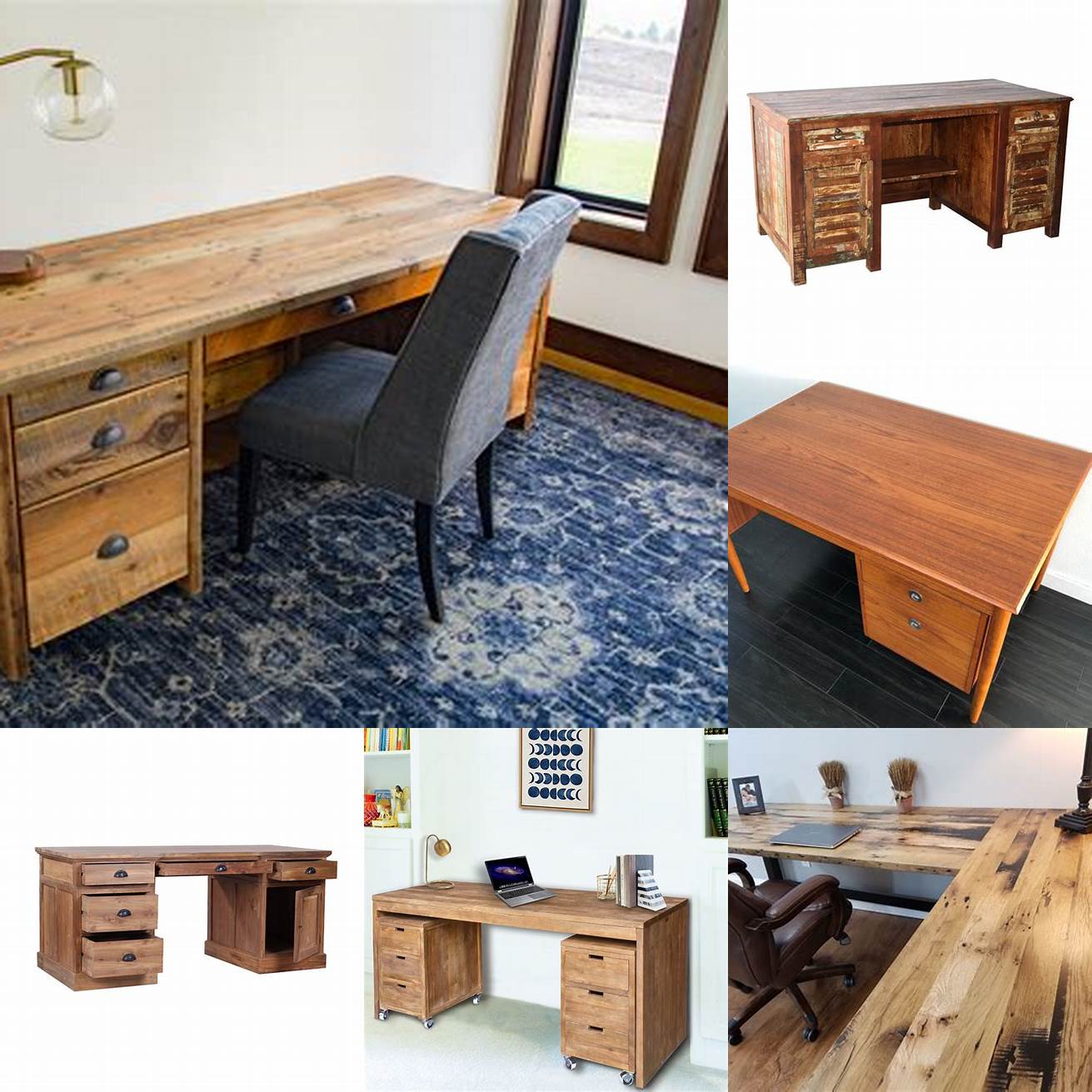Reclaimed teak wood desk